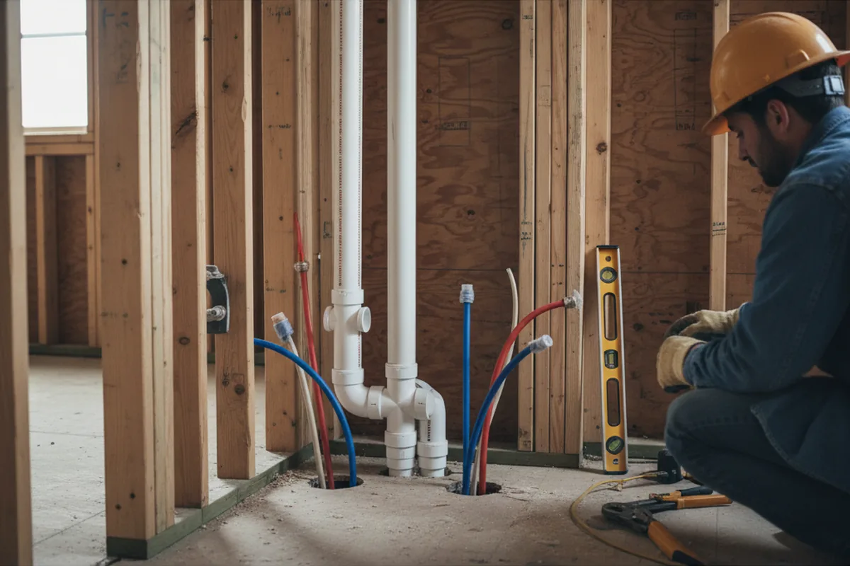 Drain and supply rough-in during Drain Cleaning in Stockton